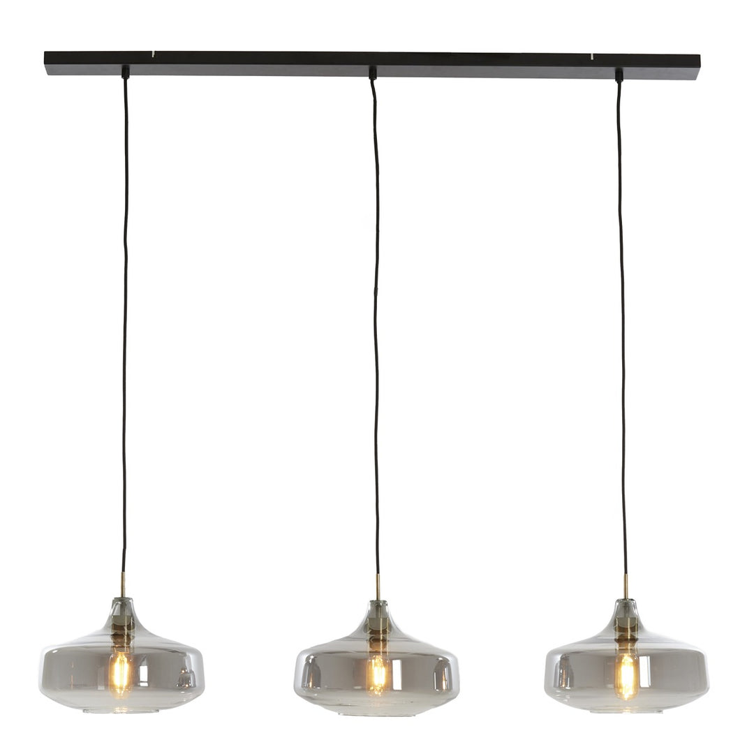 Solna 3 Light Pendant Light - Antique Bronze & Smoked Glass Light & Living 6