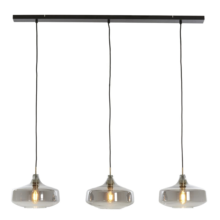Solna 3 Light Pendant Light - Antique Bronze & Smoked Glass Light & Living 6