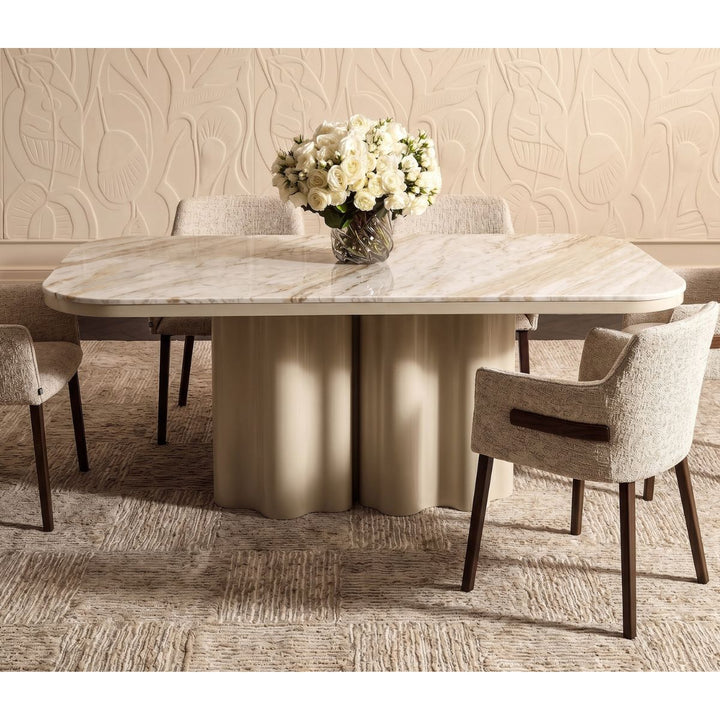 Corinthian Large Natural Marble Dining Table - Gloss Ivory