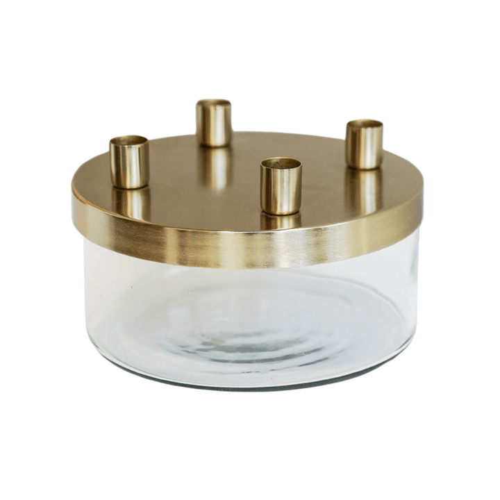 Glass Bowl Metal Candle Holder - Gold Ivyline 2