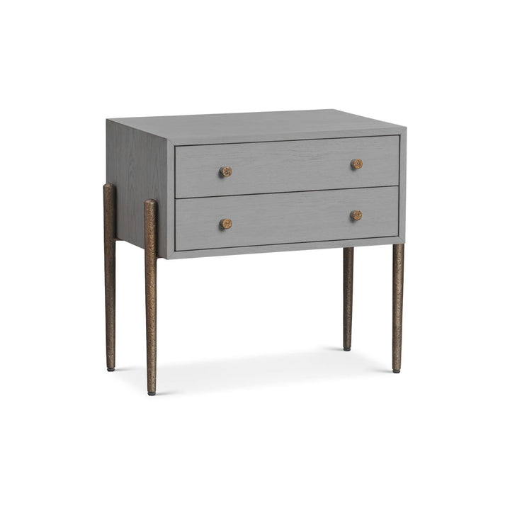Nella Bedside Table - London Fog & Hammered Dark Bronze