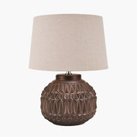 Olivia's Arnia Aztec Texture Ceramic Table Lamp in Bronze