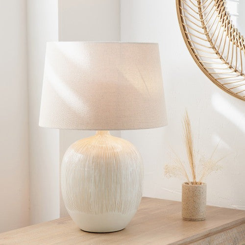 Tanya Textured Ceramic Table Lamp - Natural & Cream Pacific Lifestyle 2