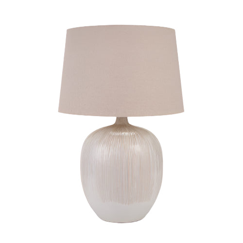 Tanya Textured Ceramic Table Lamp - Natural & Cream Pacific Lifestyle 1
