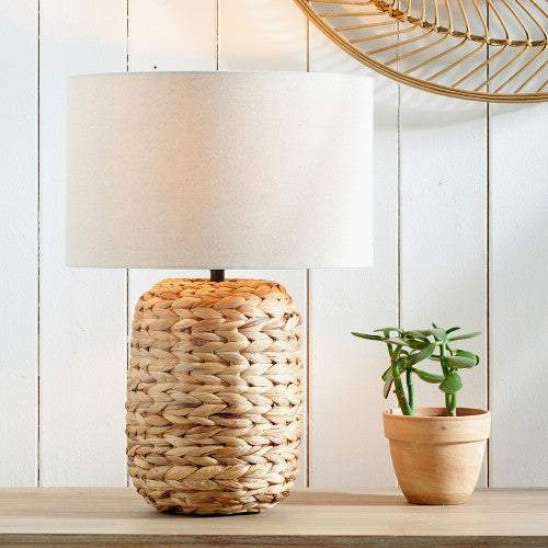 Olivia's Koda Plaited Water Hyacinth Table Lamp in Natural