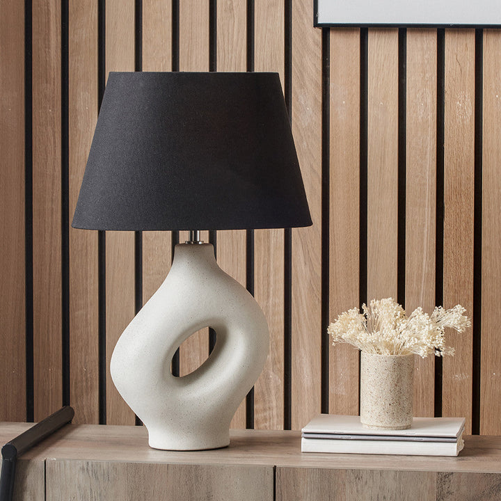 Malia Organic Ceramic Table Lamp - Monochrome Pacific Lifestyle 5