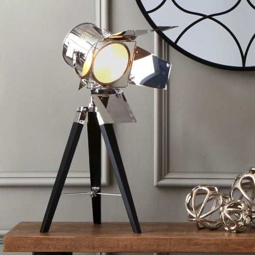 Olivia's Stanley Tripod Table Lamp in Silver and Black
