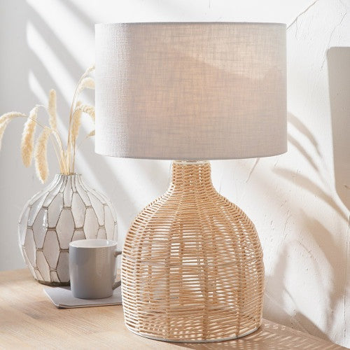 Olivia's Barton Rattan Cloche Table Lamp in Natural