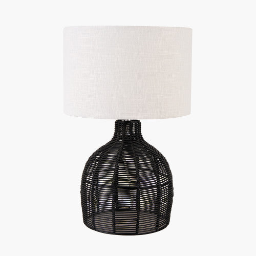 Olivia's Barton Rattan Cloche Table Lamp in Black