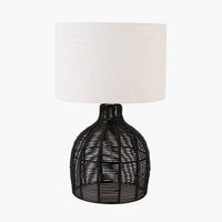 Olivia's Barton Rattan Cloche Table Lamp in Black