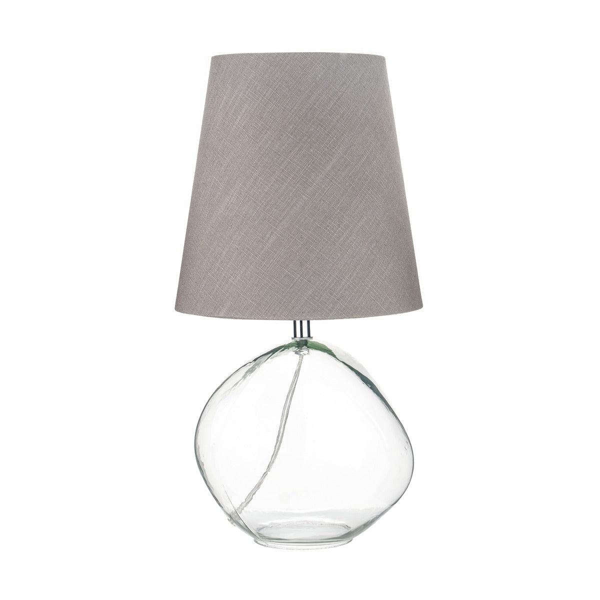 Olivia's Hallie Clear Glass and Grey Shade Table Lamp