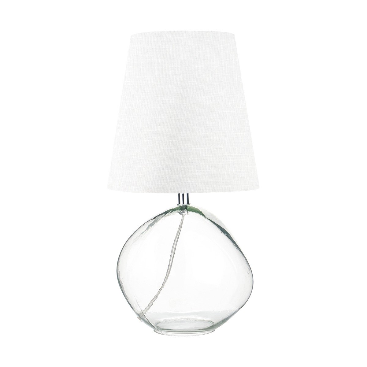 Olivia's Hallie Clear Glass and White Shade Table Lamp