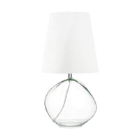 Olivia's Hallie Clear Glass and White Shade Table Lamp