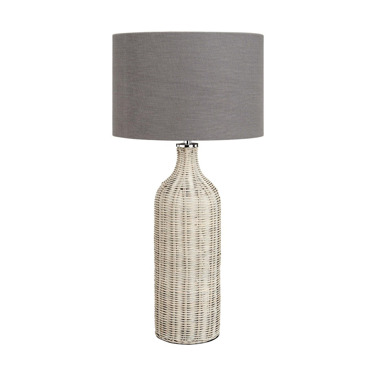 Olivia's Anika Grey Wash Rattan Bottle Table Lamp