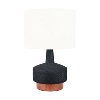 Olivia's Elio Black and Wood Effect Textured Ceramic Table Lamp