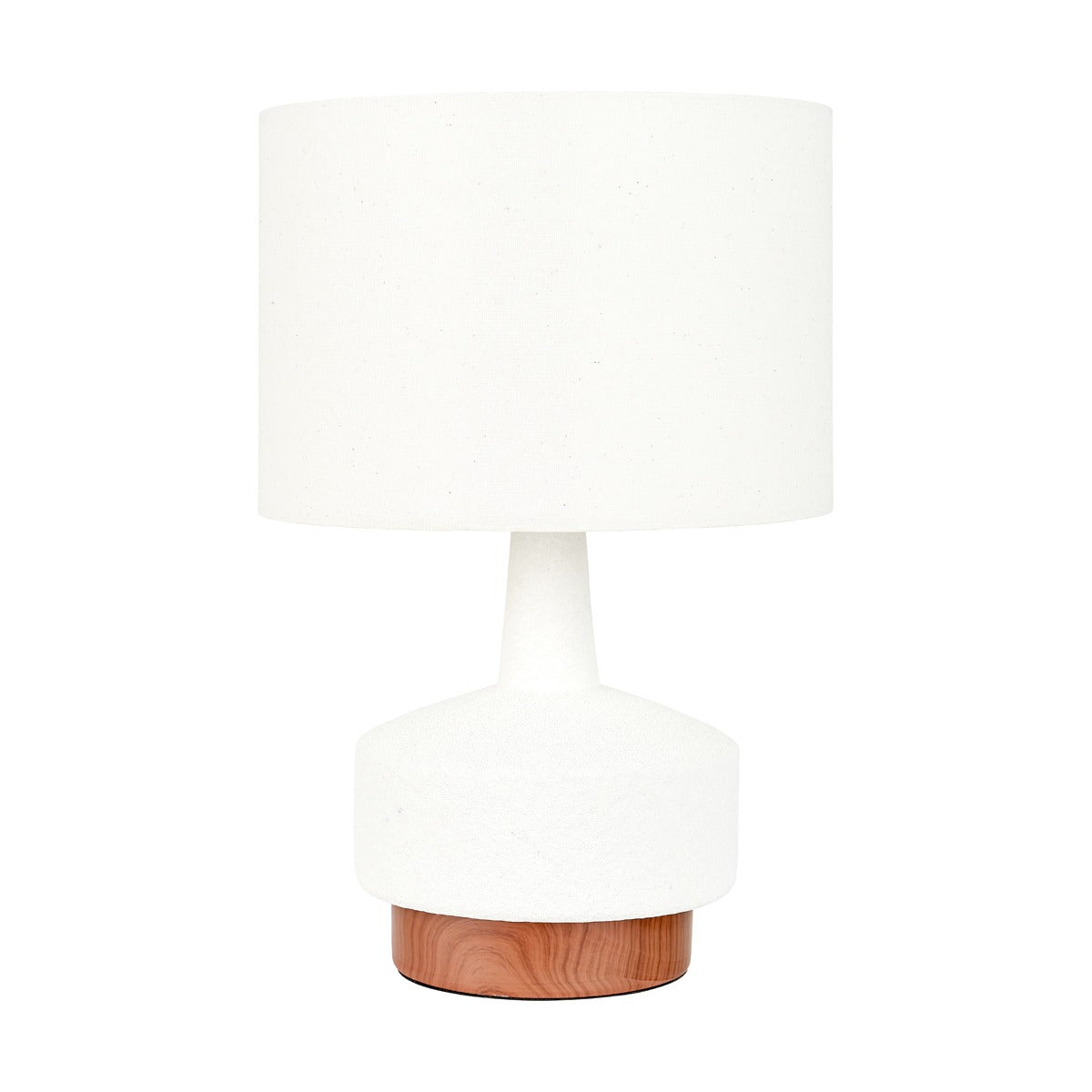 Olivia's Elio White and Wood Effect Textured Ceramic Table Lamp