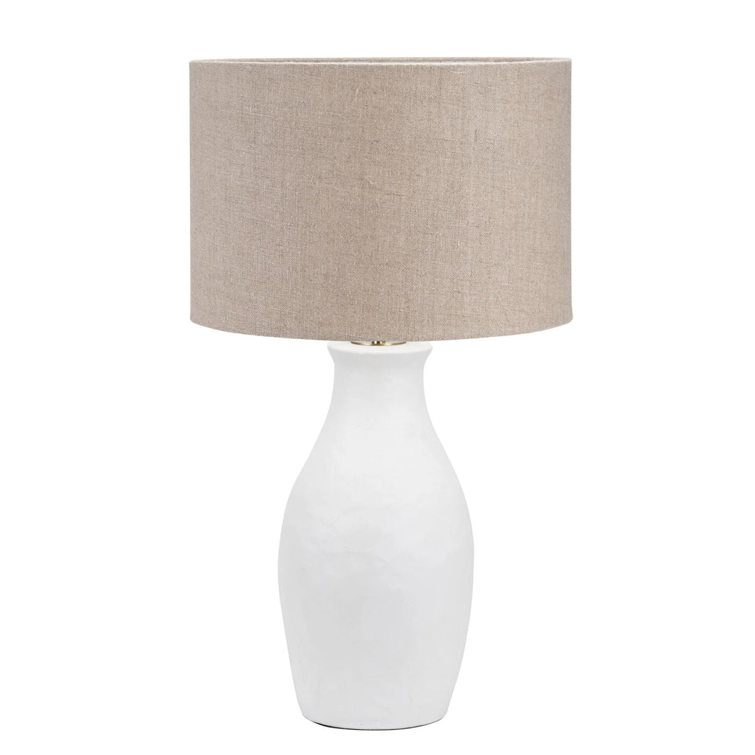 Eirene Textured Stoneware Table Lamp - Natural Linen