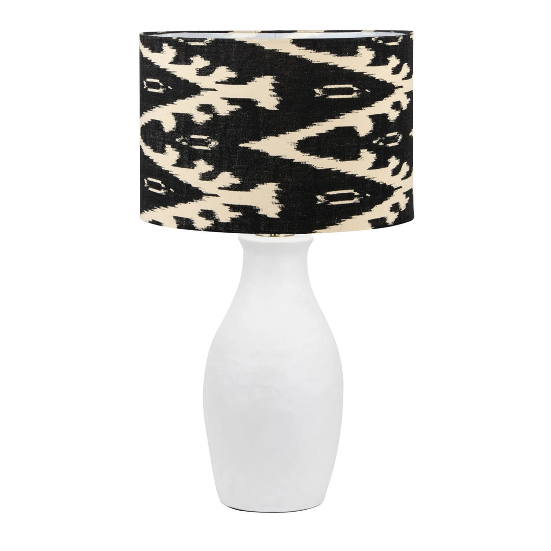 Eirene Textured Stoneware Table Lamp - Black Ikat