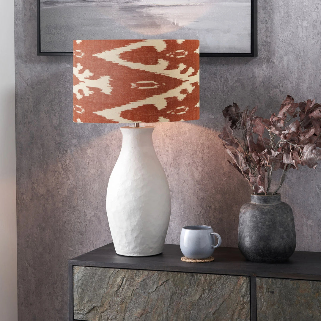 Eirene Textured Stoneware Table Lamp - Cinnamon Ikat