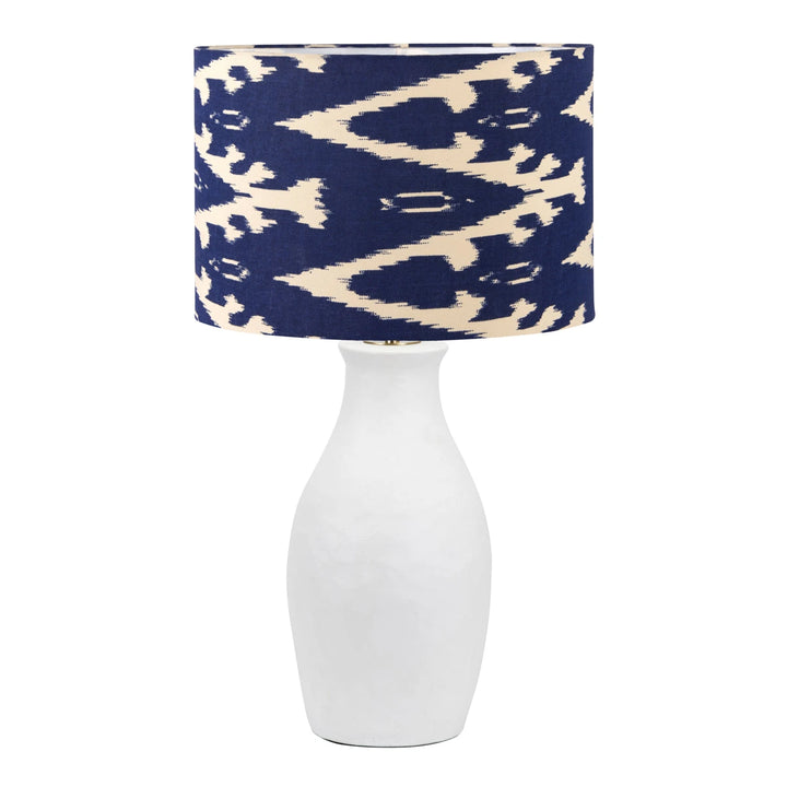 Eirene Textured Stoneware Table Lamp - Blue Ikat