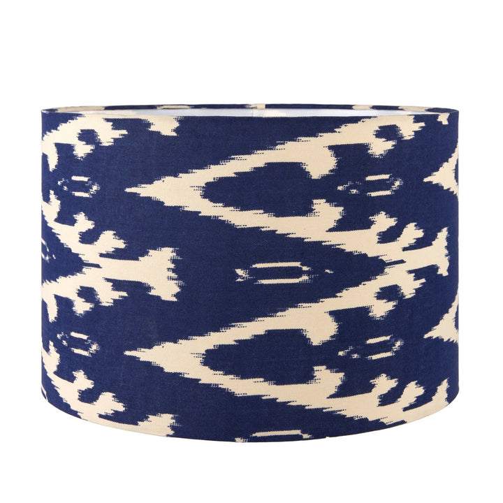 Eirene Textured Stoneware Table Lamp - Blue Ikat