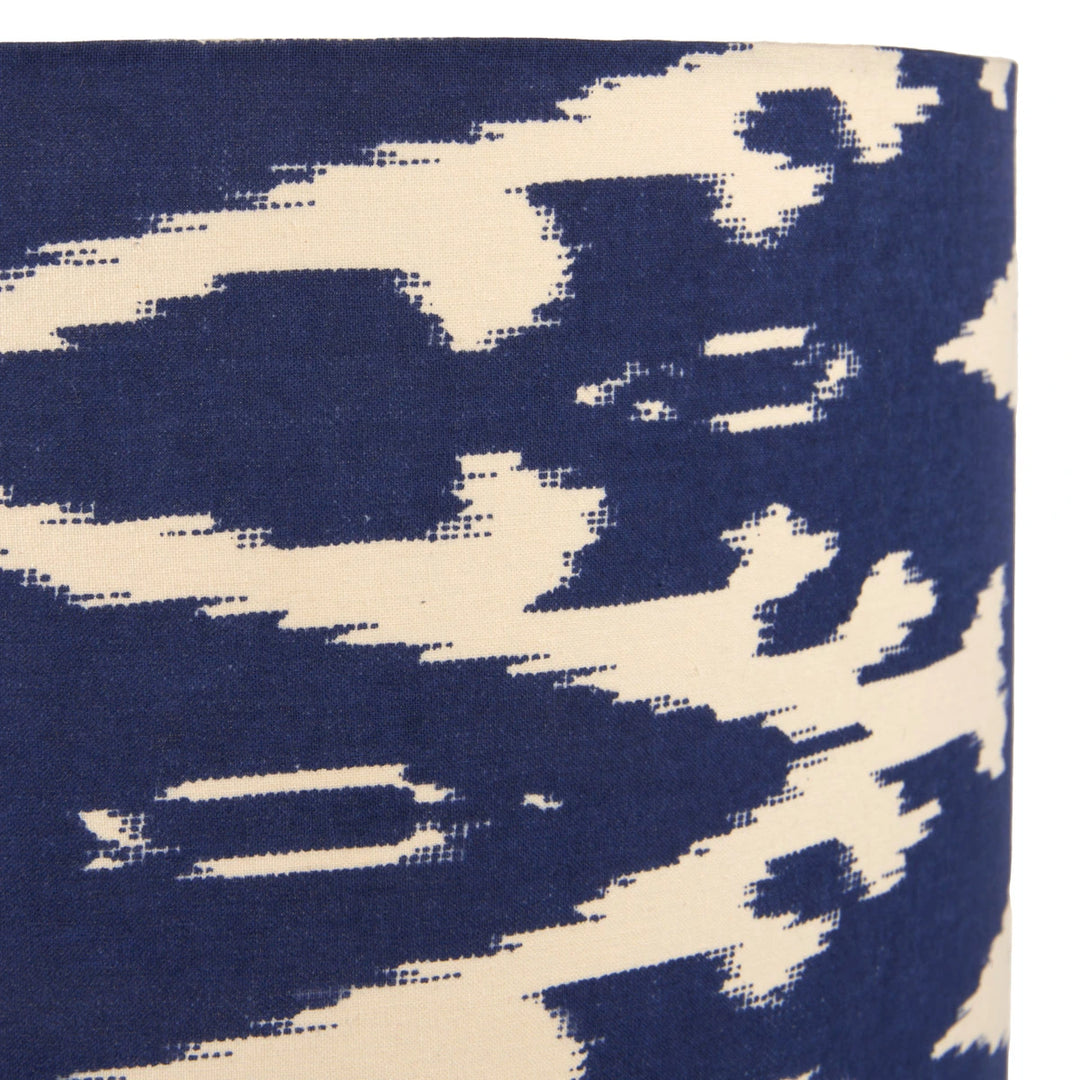 Eirene Textured Stoneware Table Lamp - Blue Ikat