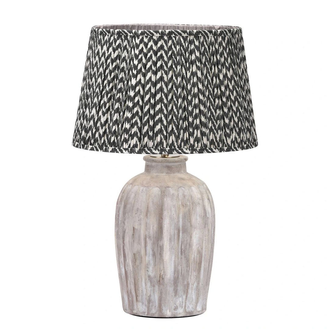 Ambrosia Grooved Stoneware Table Lamp - Black Chevron