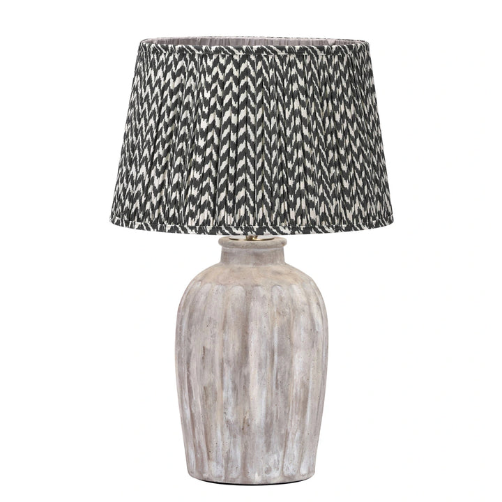 Ambrosia Grooved Stoneware Table Lamp - Black Chevron