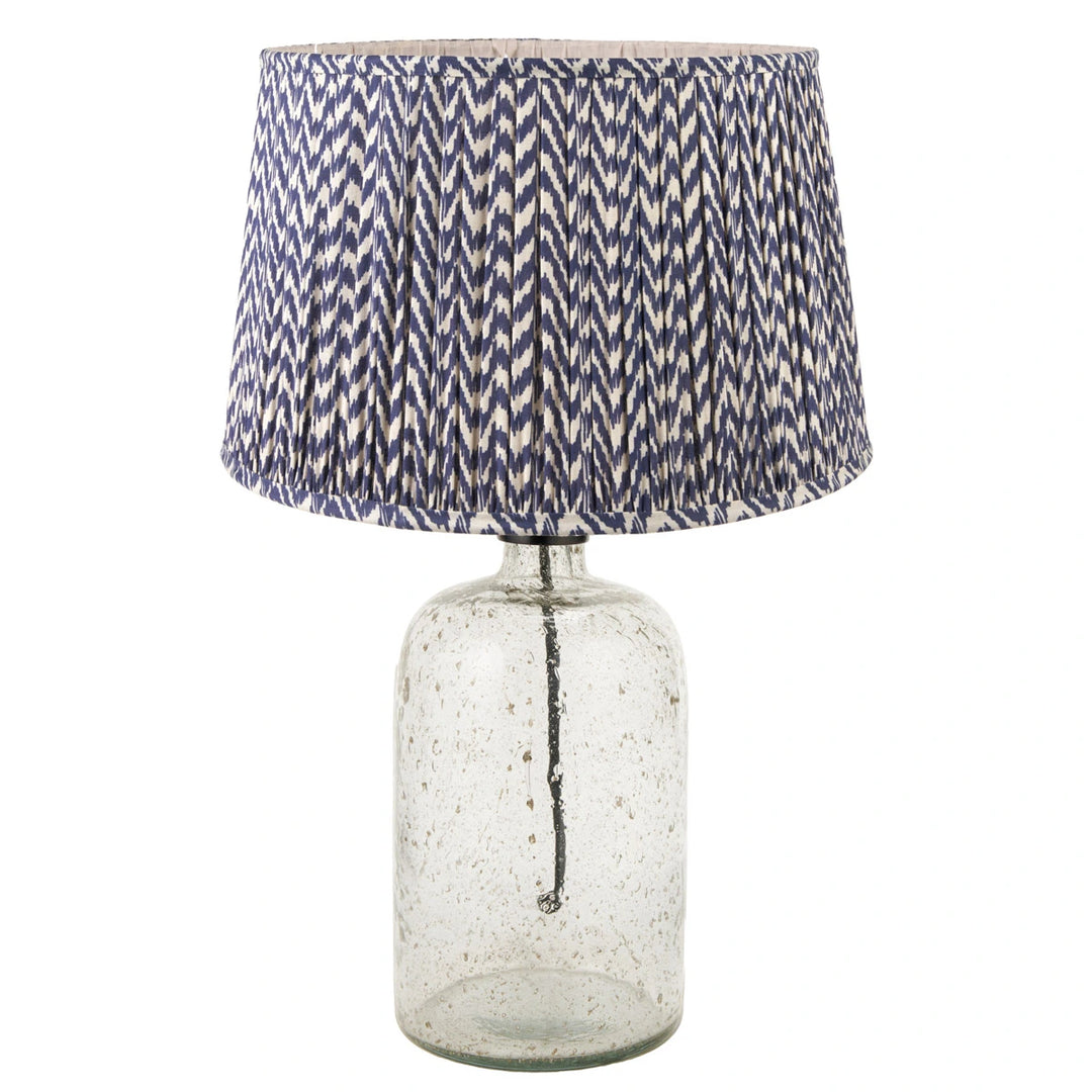 Ambrosia Grooved Stoneware Table Lamp - Blue Chevron