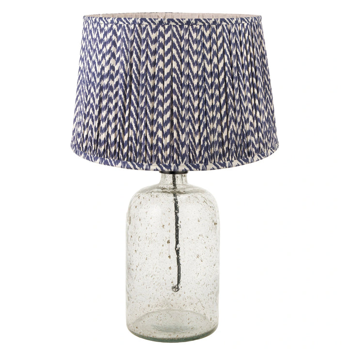Ambrosia Grooved Stoneware Table Lamp - Blue Chevron
