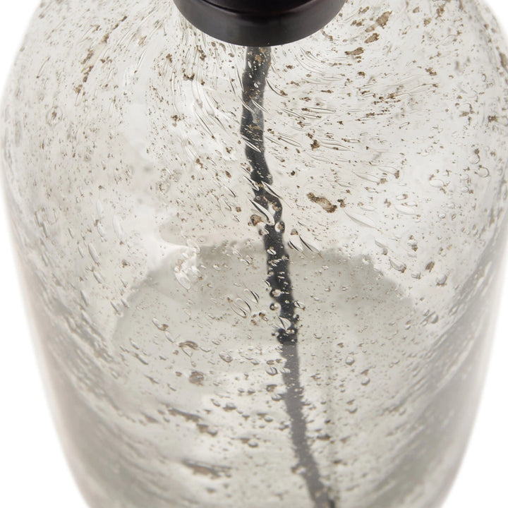 Ambrosia Grooved Stoneware Table Lamp - Blue Chevron