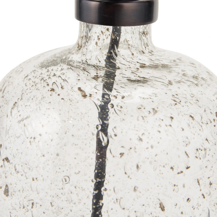Ambrosia Grooved Stoneware Table Lamp - Blue Chevron