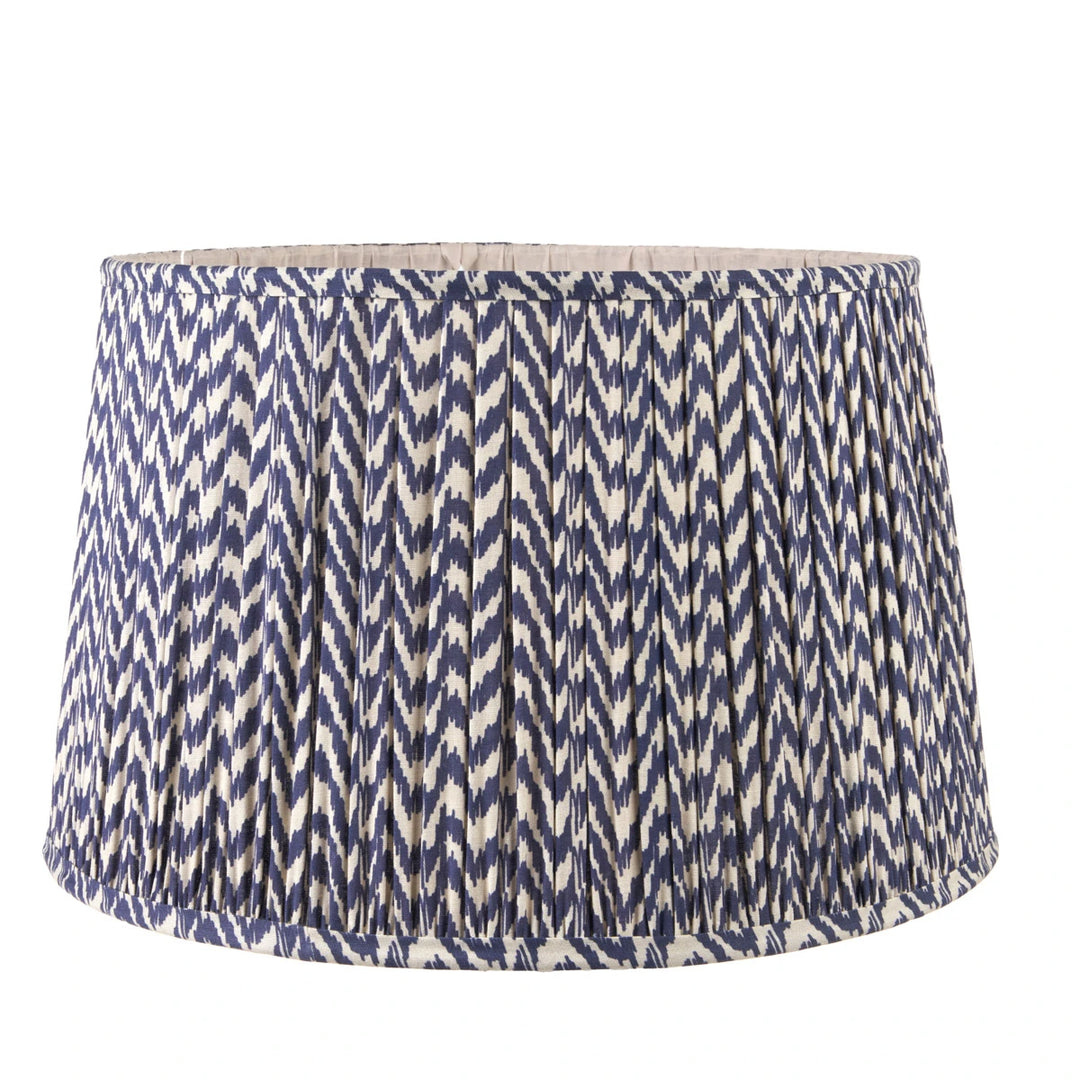 Ambrosia Grooved Stoneware Table Lamp - Blue Chevron