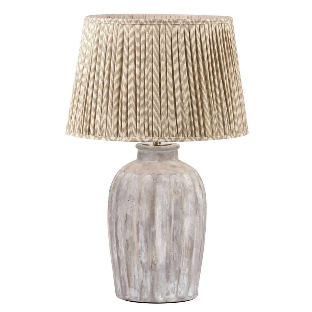 Ambrosia Grooved Stoneware Table Lamp - Taupe Chevron