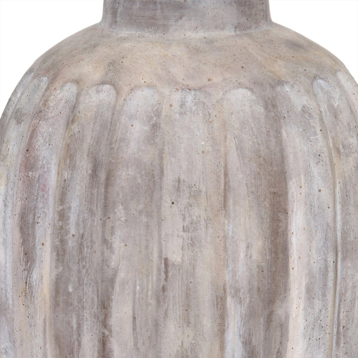 Ambrosia Grooved Stoneware Table Lamp - Taupe Chevron