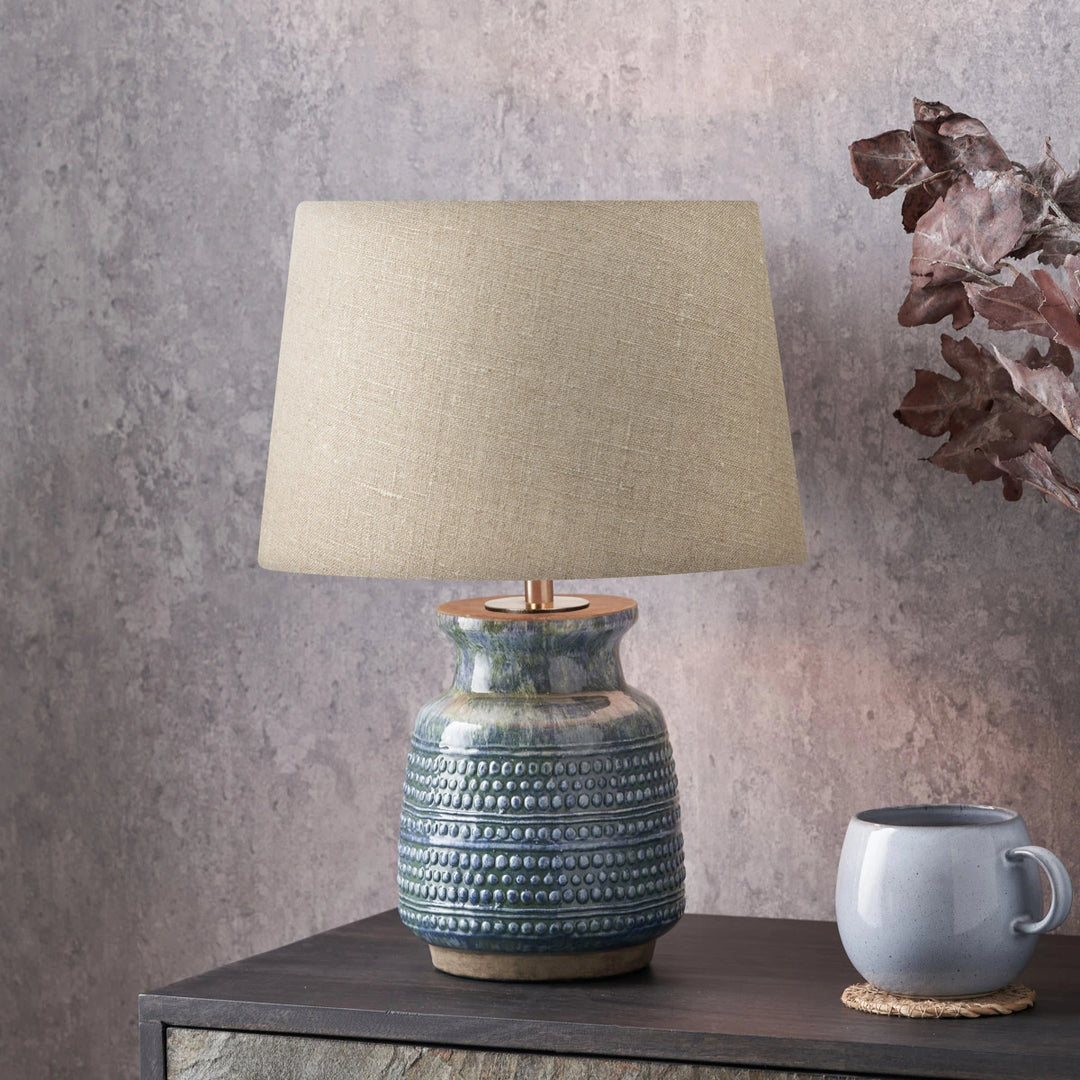Theano Dot Design Table Lamp - Blue Glaze