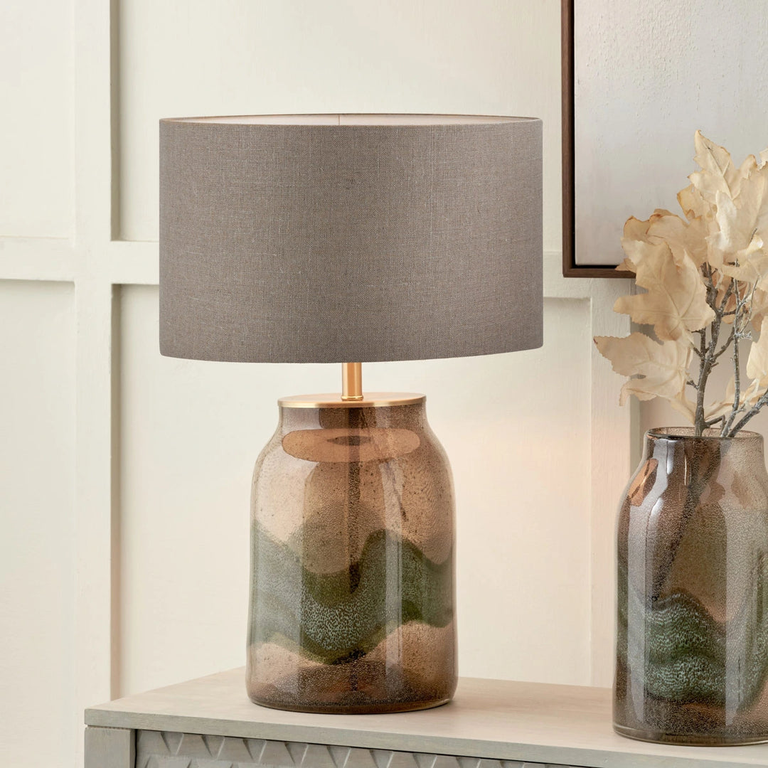 Valtellina Glass Table Lamp Base - Natural Linen
