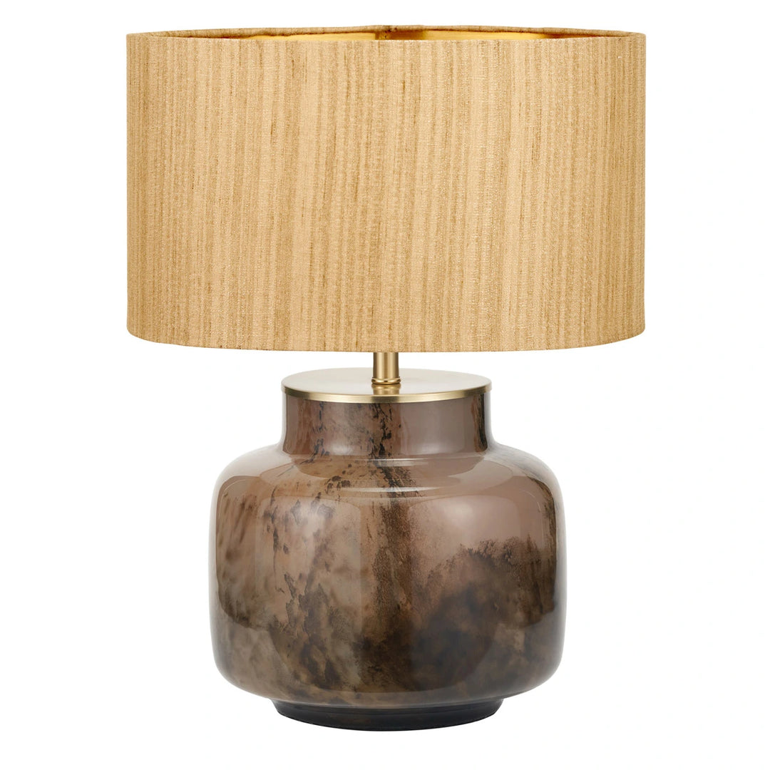 Cerdanya Glass Table Lamp - Gold Slubbed Silk