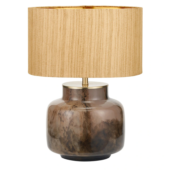 Cerdanya Glass Table Lamp - Gold Slubbed Silk