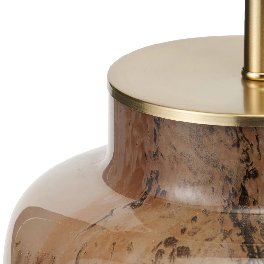 Cerdanya Glass Table Lamp - Gold Slubbed Silk