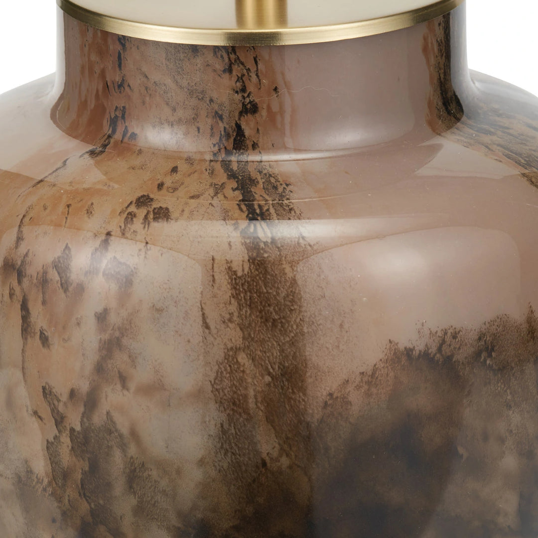 Cerdanya Glass Table Lamp - Gold Slubbed Silk