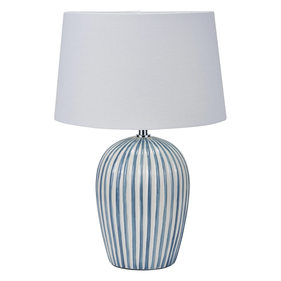 Cannes Stripe Ceramic Table Lamp - Blue