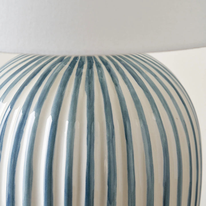 Cannes Stripe Ceramic Table Lamp - Blue