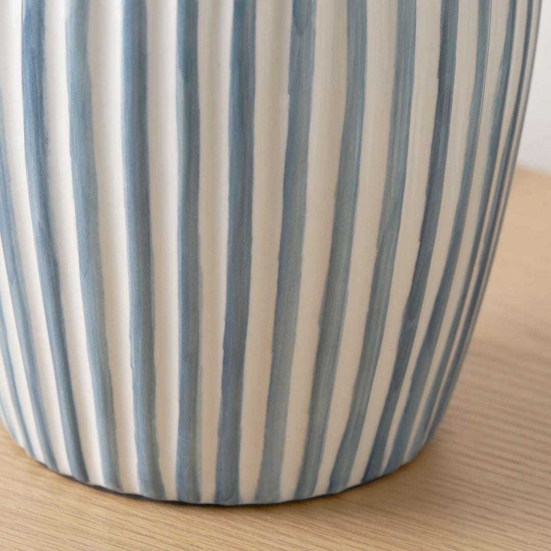 Cannes Stripe Ceramic Table Lamp - Blue