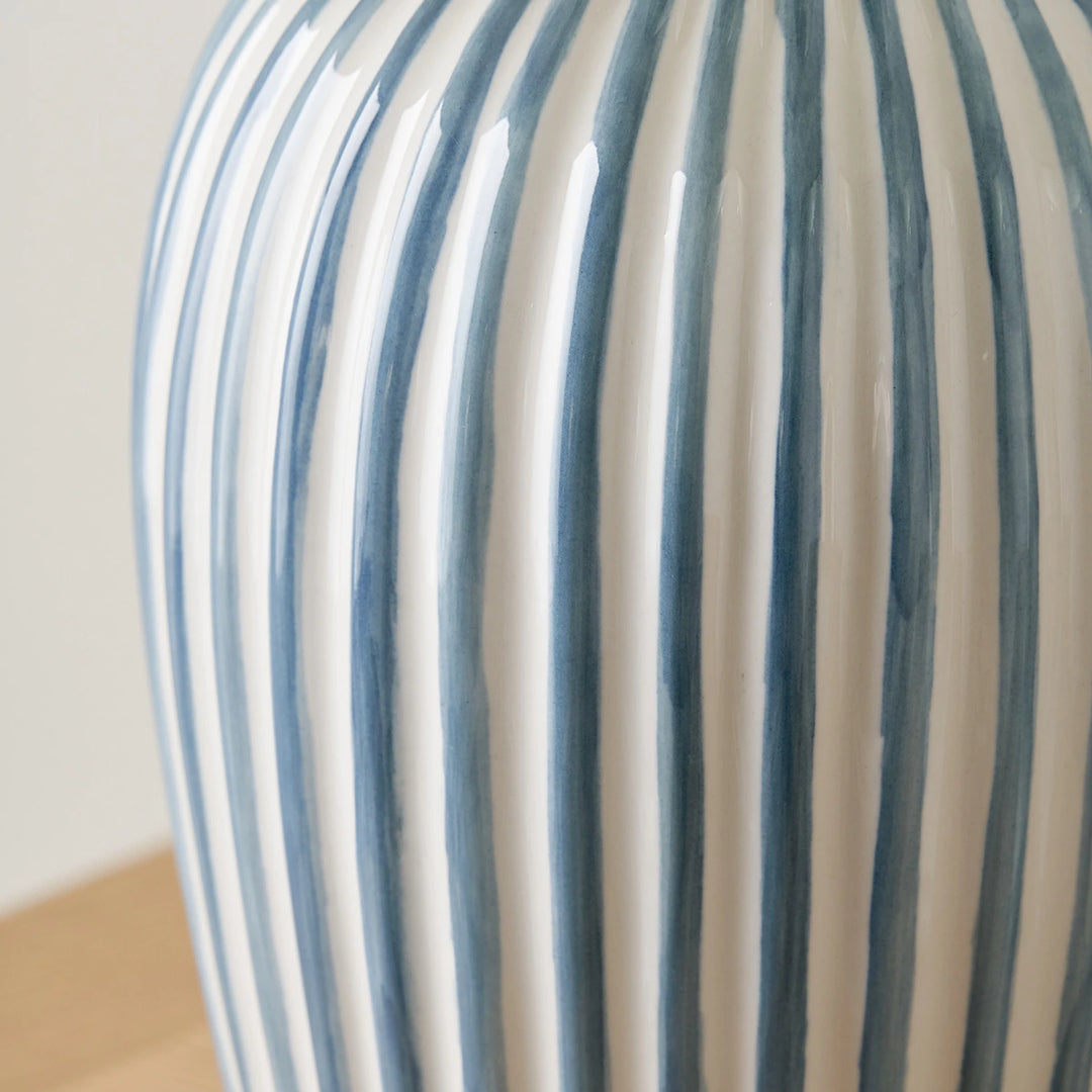 Cannes Stripe Ceramic Table Lamp - Blue