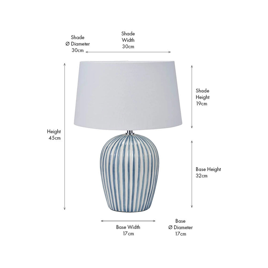 Cannes Stripe Ceramic Table Lamp - Blue