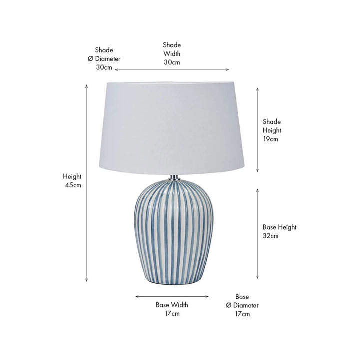 Cannes Stripe Ceramic Table Lamp - Blue