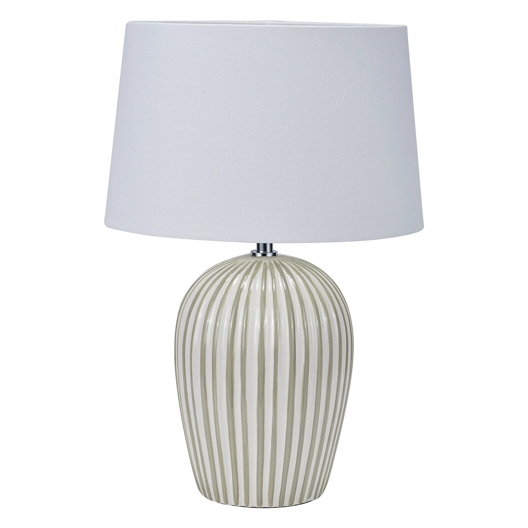 Cannes Stripe Ceramic Table Lamp - Sage