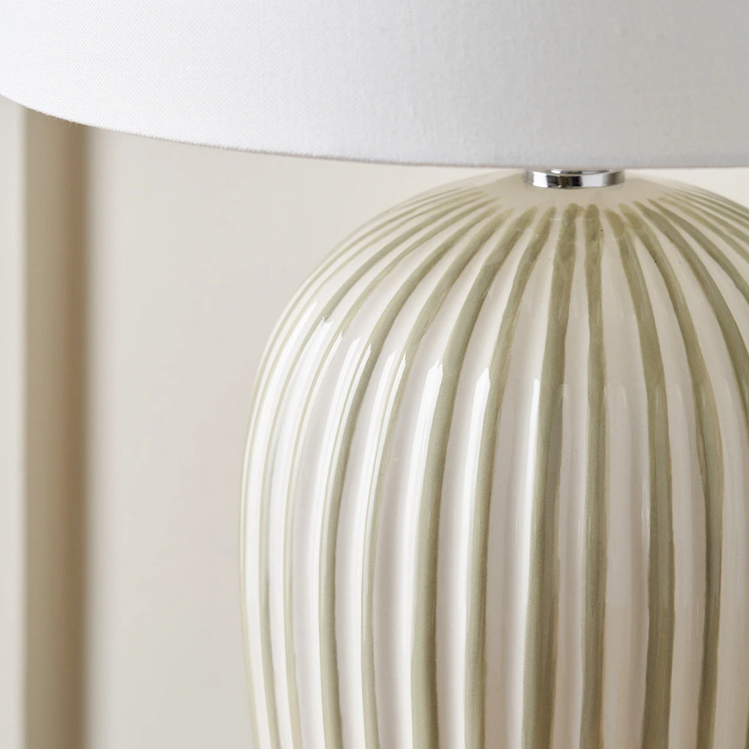 Cannes Stripe Ceramic Table Lamp - Sage