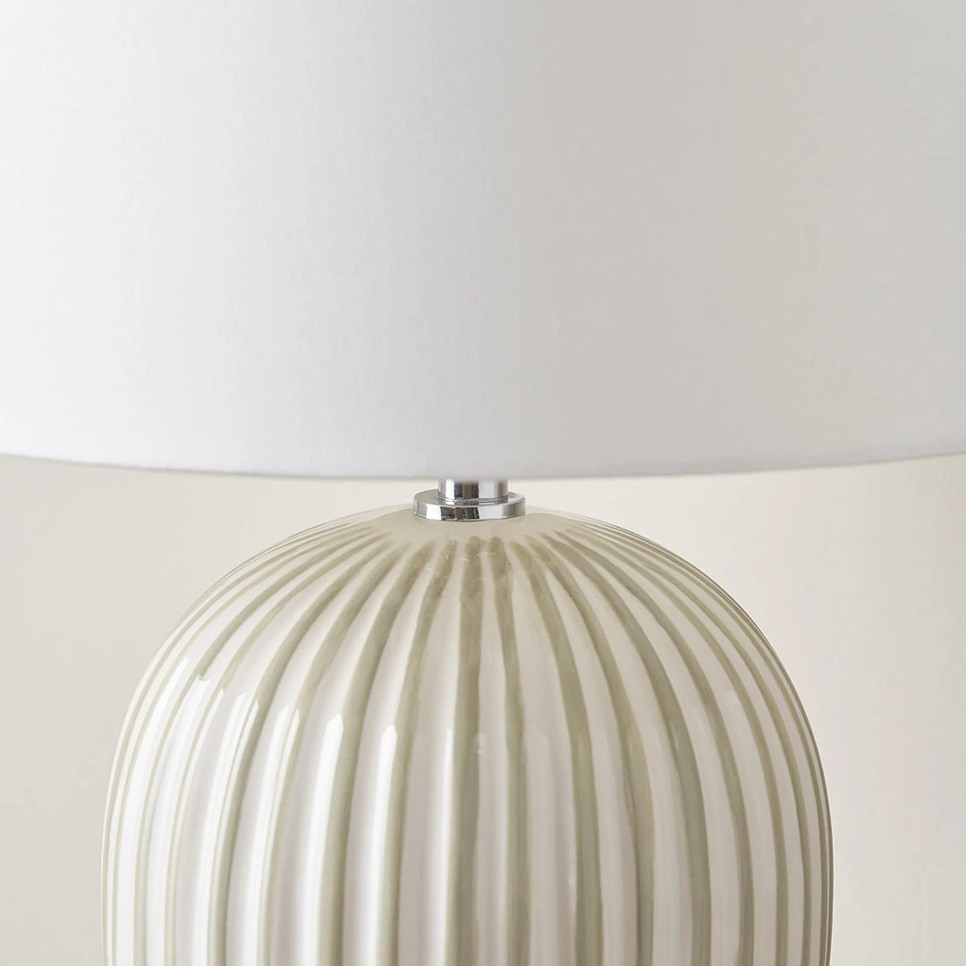 Cannes Stripe Ceramic Table Lamp - Sage